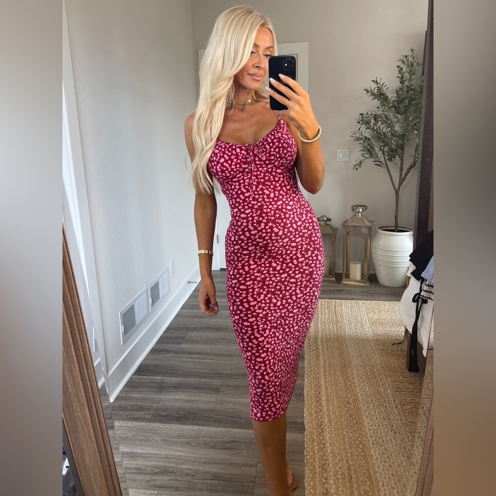 Floral Bodycon Midi Dress